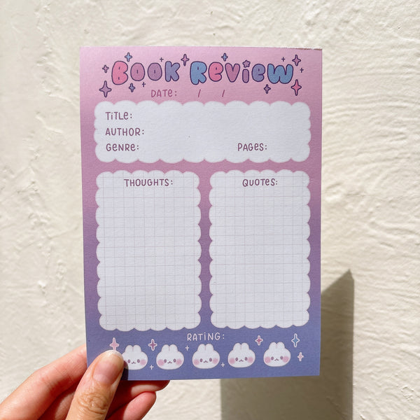 Gradient Pink Purple Cloud Cute Book Review Notepads