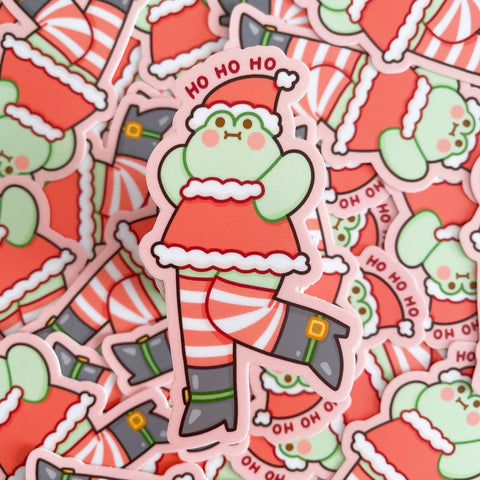 Ho Ho Ho Santa Outfit Matcha the Frog Heavy Duty Waterproof Vinyl Sticker