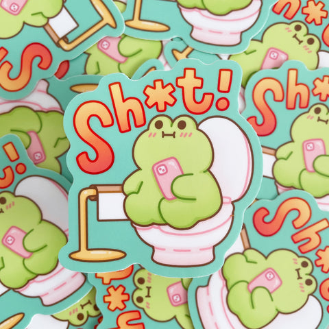 Sh*t! Matcha the Frog on Toilet Heavy Duty Waterproof Vinyl Diecut Sticker