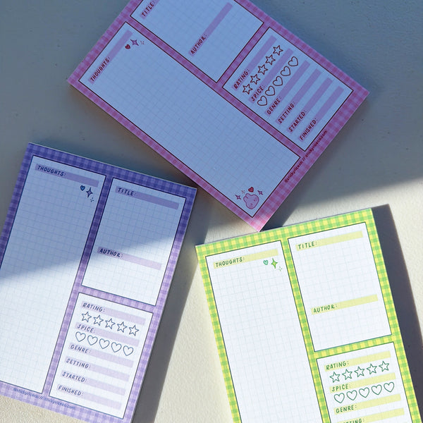 Cute Animal Gingham Book Review Notepads