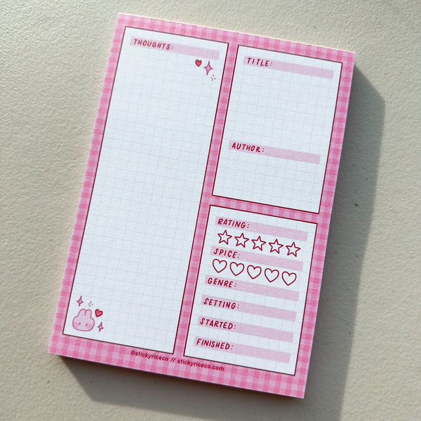 Cute Animal Gingham Book Review Notepads