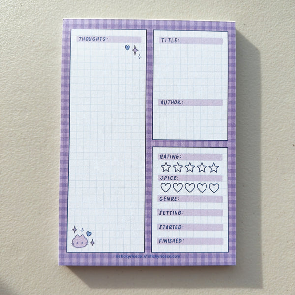 Cute Animal Gingham Book Review Notepads