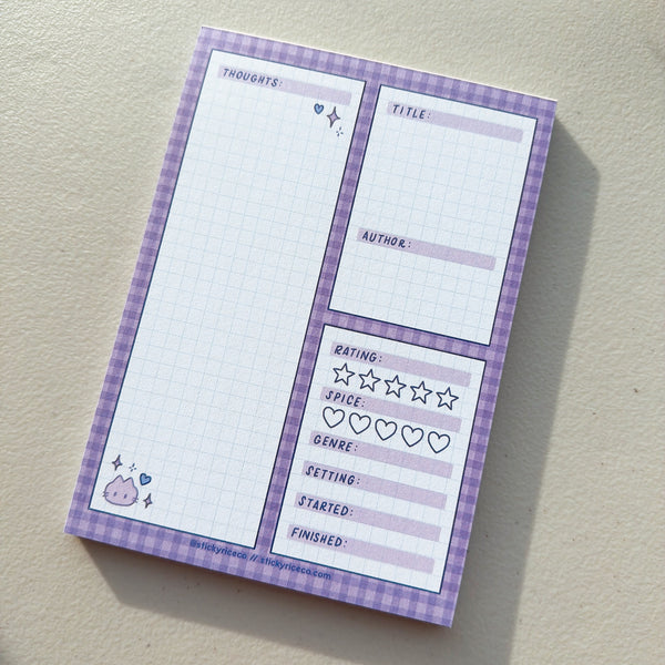Cute Animal Gingham Book Review Notepads