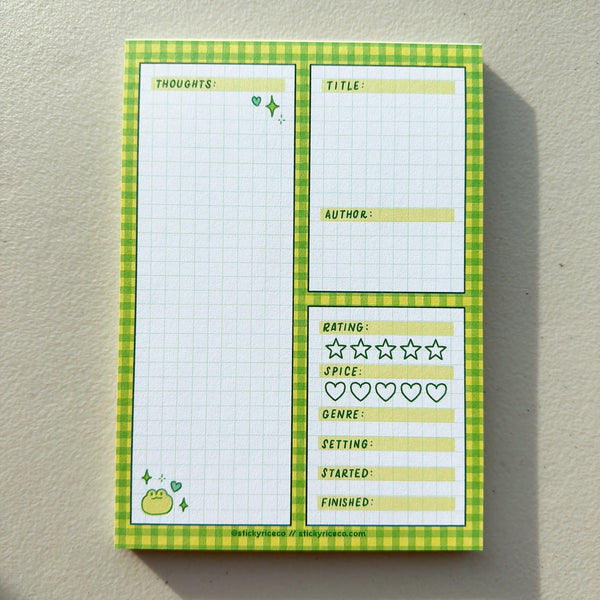Cute Animal Gingham Book Review Notepads