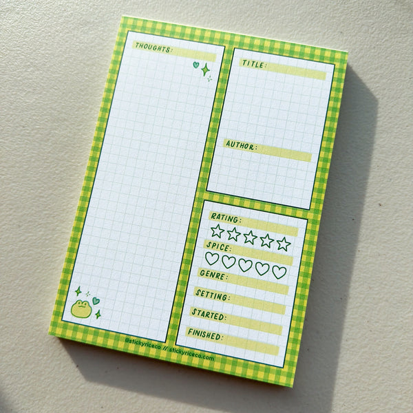 Cute Animal Gingham Book Review Notepads