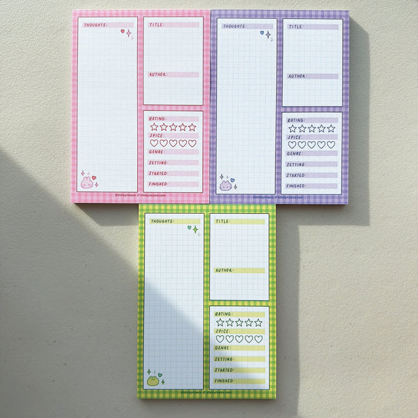 Cute Animal Gingham Book Review Notepads