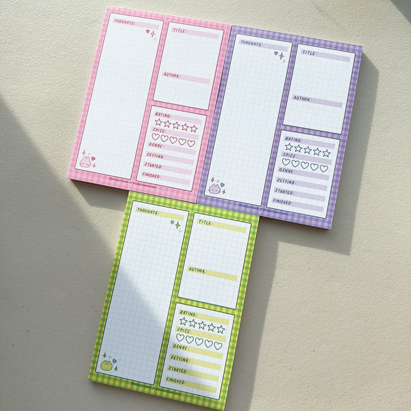 Cute Animal Gingham Book Review Notepads