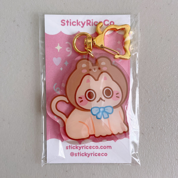 Bear Cat Glitter Keychain