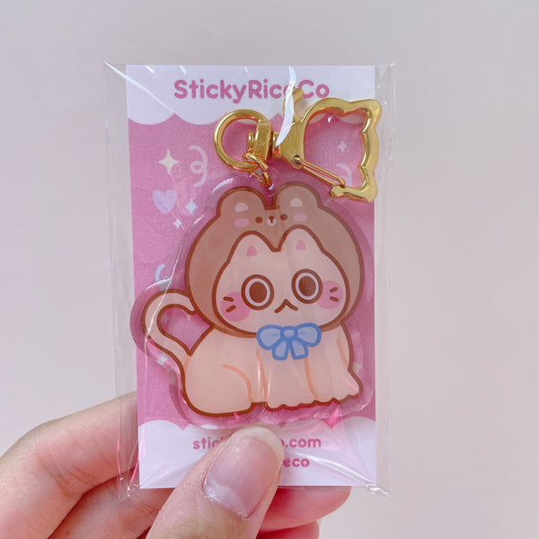 Bear Cat Glitter Keychain