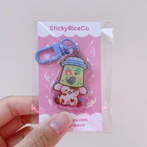 UFO Puppy Holographic Glitter Keychain