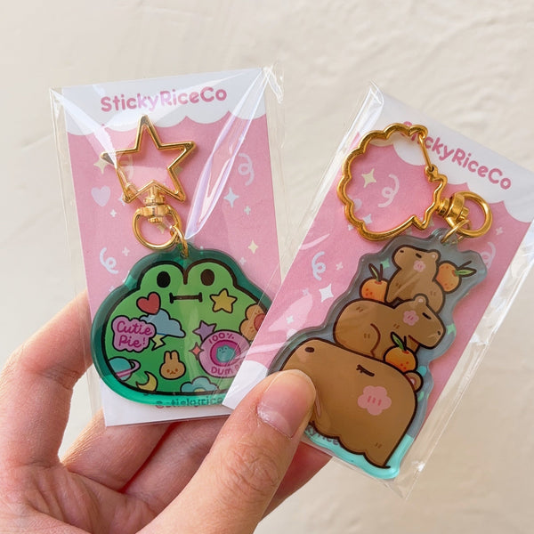 Cute Acrylic Keychains with Translucent Color Border