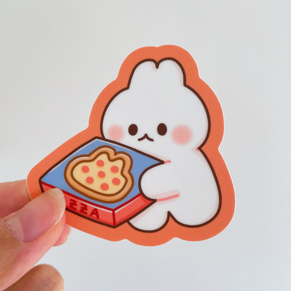 Pizza Delivery Bunny Heavy Duty Waterproof Vinyl Diecut Sticker