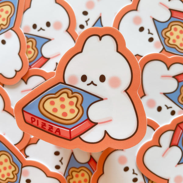 Pizza Delivery Bunny Heavy Duty Waterproof Vinyl Diecut Sticker