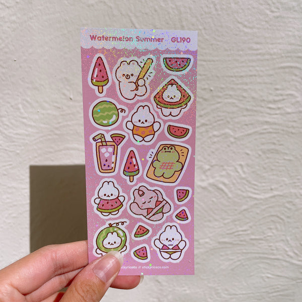 Watermelon Summer Holographic Glitter Vinyl Deco Stickers