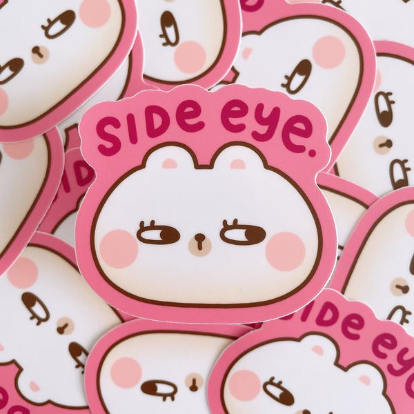 Side Eye Rice the Bear Heavy Duty Waterproof Vinyl Diecut Sticker
