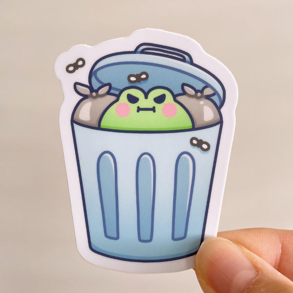 Garbage Can Matcha the Frog Heavy Duty Waterproof Vinyl Diecut Sticker