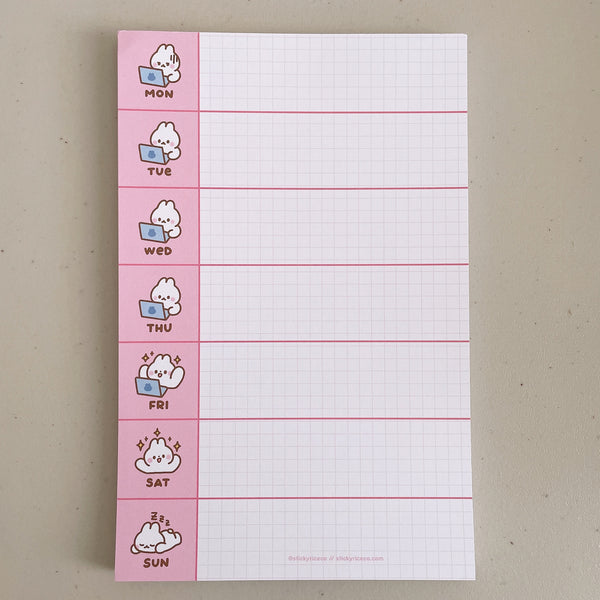 Bunny Days of the Week Gridded Planner Pad