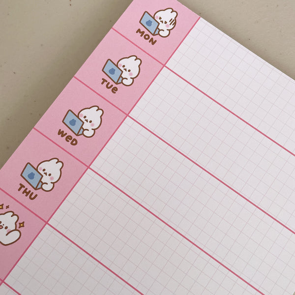 Bunny Days of the Week Gridded Planner Pad