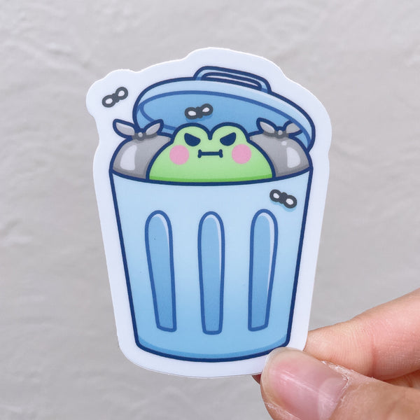 Garbage Can Matcha the Frog Heavy Duty Waterproof Vinyl Diecut Sticker