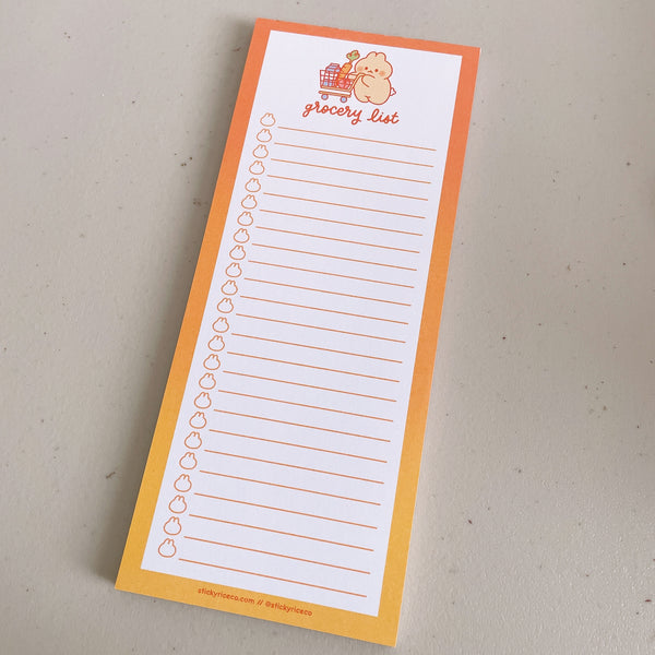 Grocery Shopping List Bunny Long Notepad
