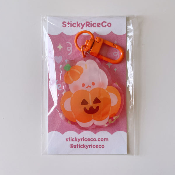 Pumpkin Bunny Glitter Keychain