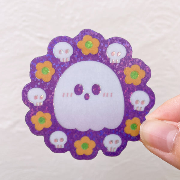 Cute Halloween Ghosts Heavy Duty Waterproof Glitter Vinyl Diecut Stickers