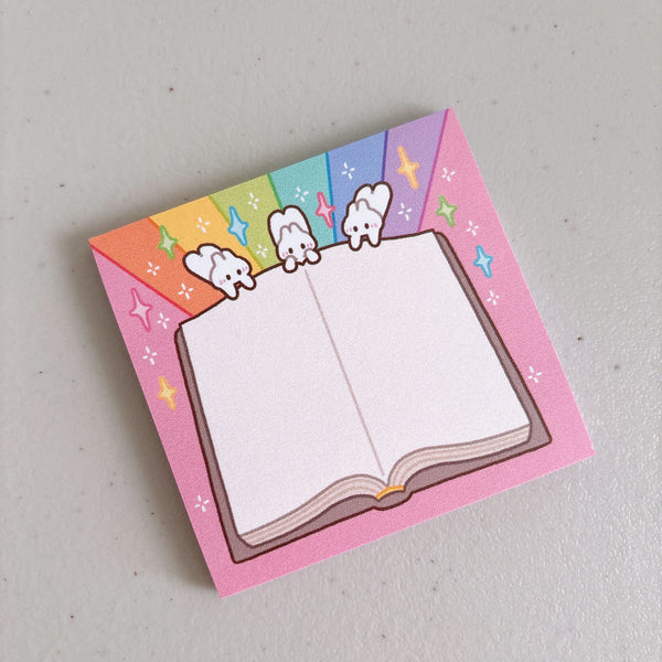 Book Lover Bunnies Rainbow Post It Sticky Notes