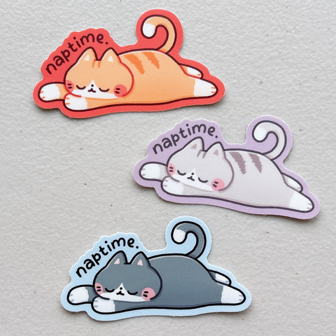 Naptime Kitty Cat Heavy Duty Waterproof Vinyl Diecut Stickers