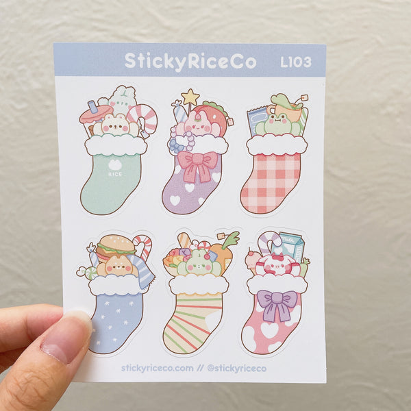 Holiday Stockings StickyRiceCo Friends Stickers