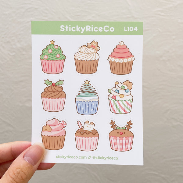 Cute Holiday Cupcakes Stickers