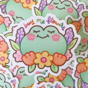 Buy Me Flowers Matcha the Frog Heavy Duty Waterproof Vinyl Diecut Sticker