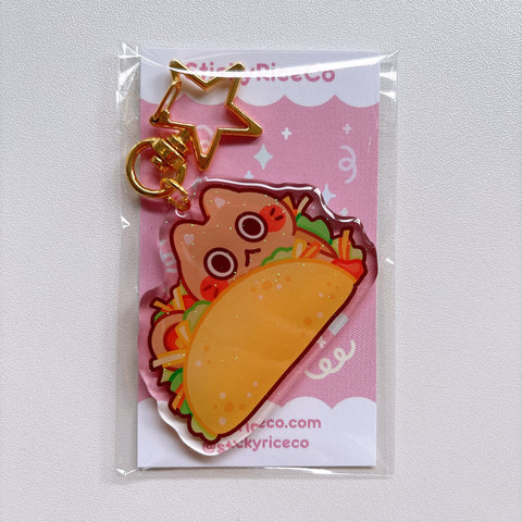 Taco Cat Glitter Keychain