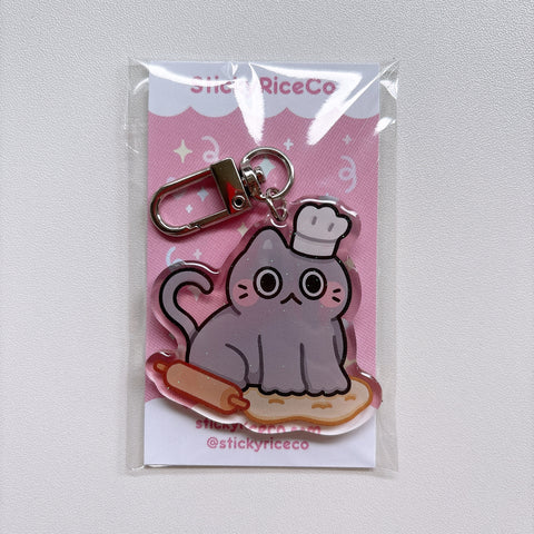 Making Biscuits Cat Glitter Keychain