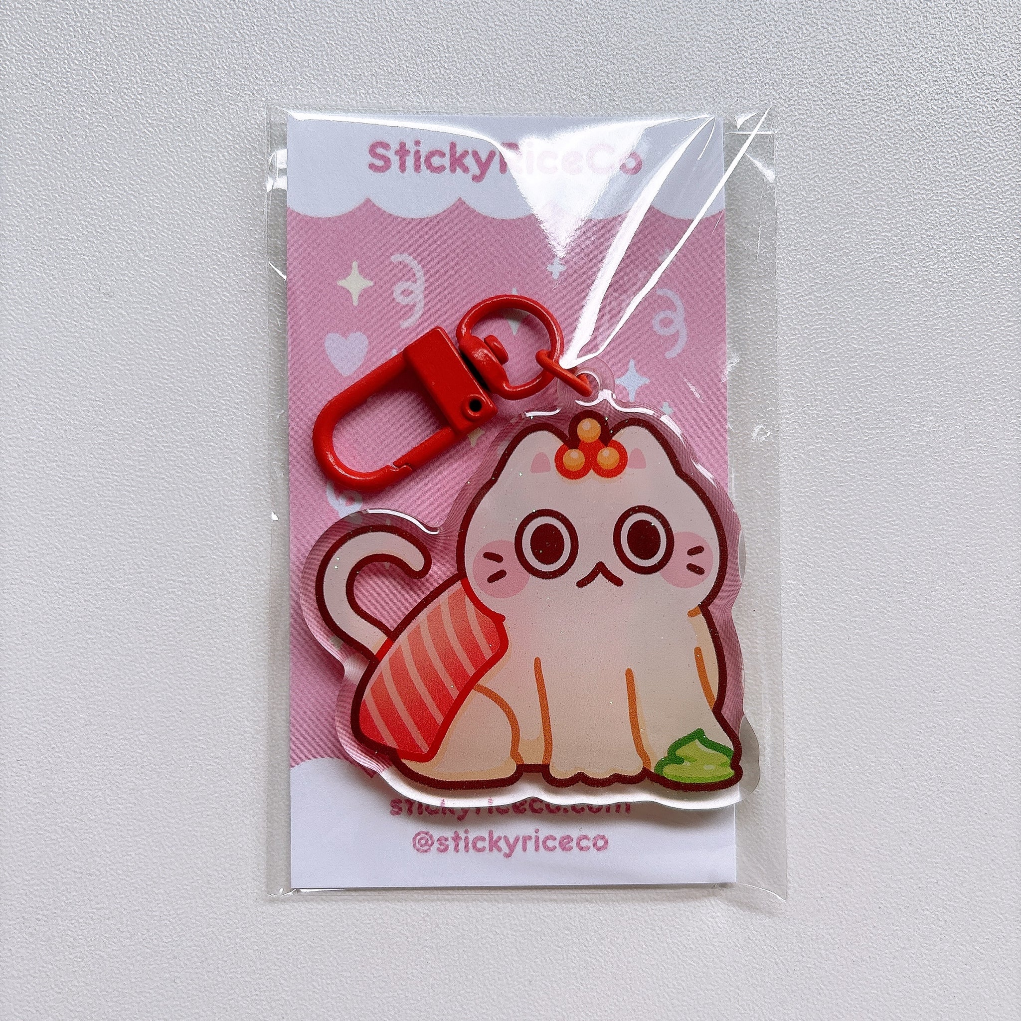 Sushi Cat Glitter Keychain