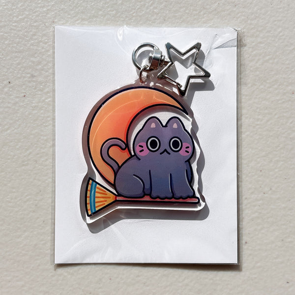 Halloween Cat Glitter Acrylic Keychains