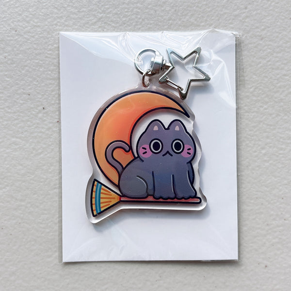 Halloween Cat Glitter Acrylic Keychains