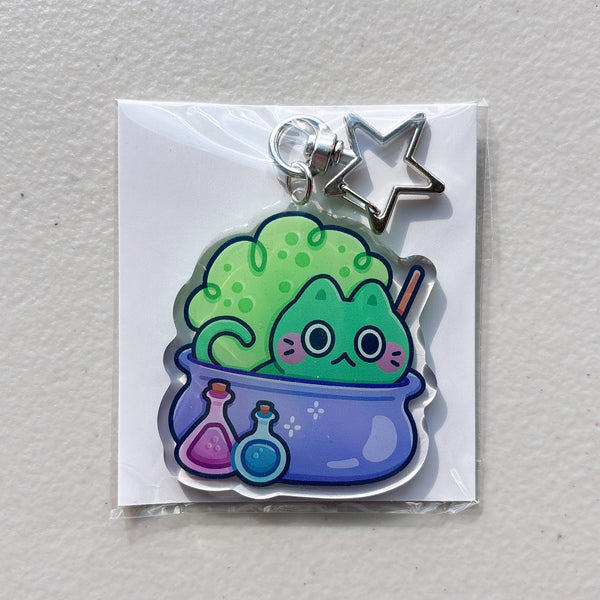 Halloween Cat Glitter Acrylic Keychains