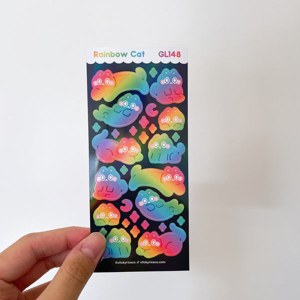Cute Cats Holographic Glitter Vinyl Deco Stickers