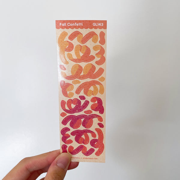 Fall and Halloween Confetti Ribbon Holographic Glitter Vinyl Deco Stickers