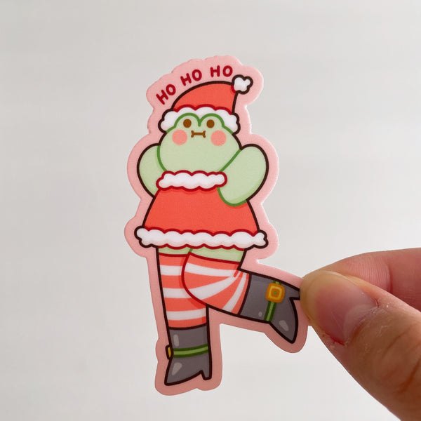 Ho Ho Ho Santa Outfit Matcha the Frog Heavy Duty Waterproof Vinyl Sticker