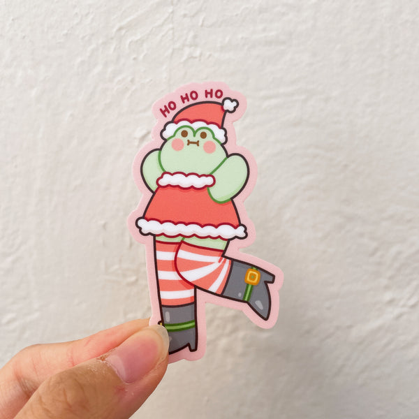 Ho Ho Ho Santa Outfit Matcha the Frog Heavy Duty Waterproof Vinyl Sticker