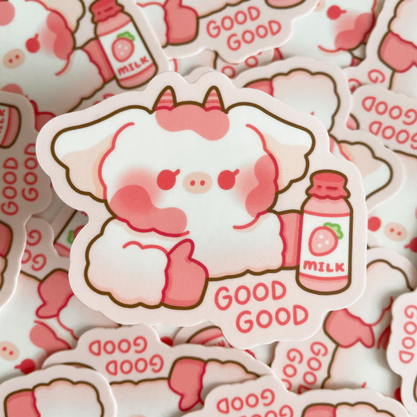 Strawberry Milk Strawberry Cow Heavy Duty Waterproof Vinyl Diecut Sticker