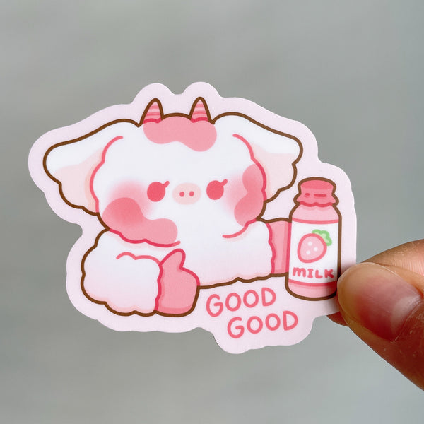 Strawberry Milk Strawberry Cow Heavy Duty Waterproof Vinyl Diecut Sticker