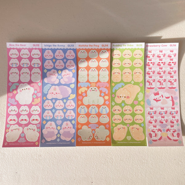 StickyRiceCo Friends Emoticon Holographic Glitter Vinyl Deco Stickers