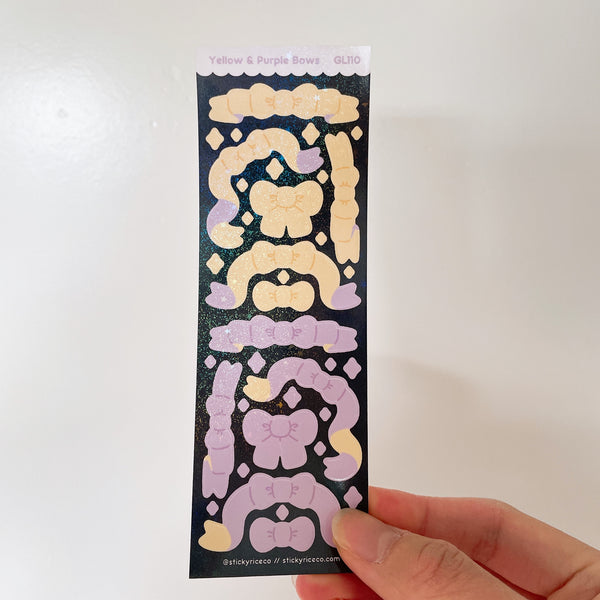 Duo Color Bows Holographic Glitter Vinyl Deco Stickers