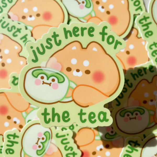 Just Here for the Tea Pudding Heavy Duty Waterproof Vinyl Diecut Sticker