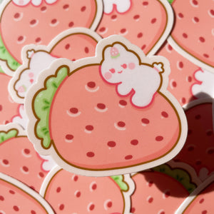 Giant Strawberry Ichigo the Bunny Heavy Duty Waterproof Vinyl Diecut Sticker
