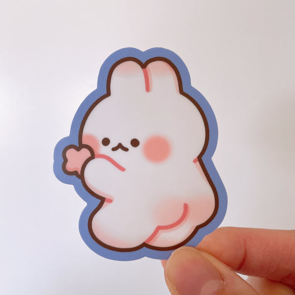 Cute Bunny Holding Tail Waterproof Vinyl Diecut Sticker