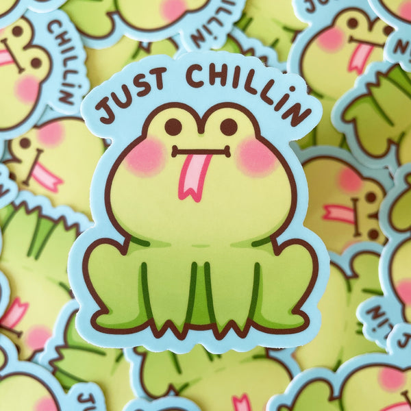 Just Chillin Frog Waterproof Vinyl Diecut Sticker
