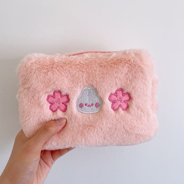 Sakura Cherry Blossom Bunny Pink Fluffy Pouch